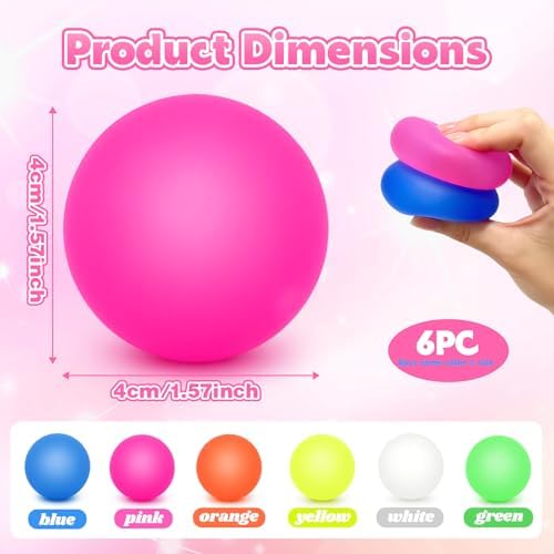 6 Pack Stress Balls Set,Stretchy Fidget Toys for Anxiety Relief,Hand