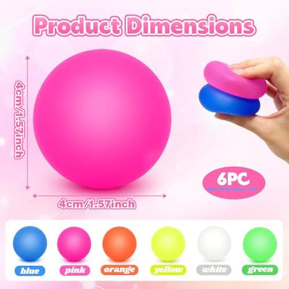 6 Pack Stress Balls Set,Stretchy Fidget Toys for Anxiety Relief,Hand