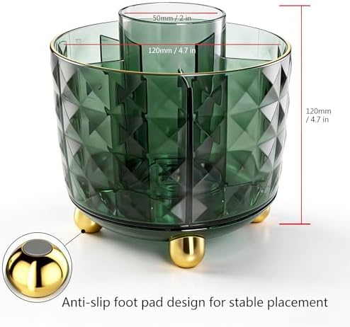 GOTOBA Dark Green Pen Pencil Holder for Desk, 360° Rotating Pen