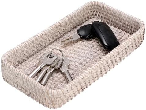 Hipiwe Rattan Key Bowl Holder Handwoven Wicker Baskets for Entryway
