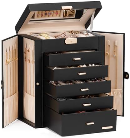 Homde Jewelry Box Large for Women: 6 Layers Organizer with 5 Drawers