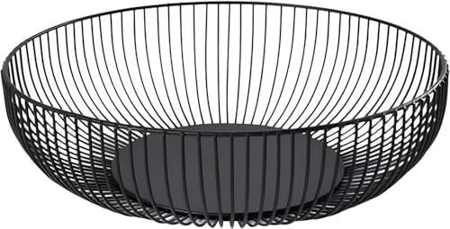 Fruit Bowl for Kitchen Counter, Black Wire Fruit Bowl, Metal