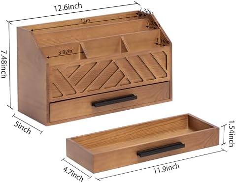Desk Organizer with Drawer, Countertop Bill Mail Organizer and File