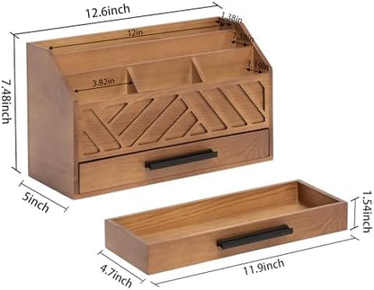 Desk Organizer with Drawer, Countertop Bill Mail Organizer and File
