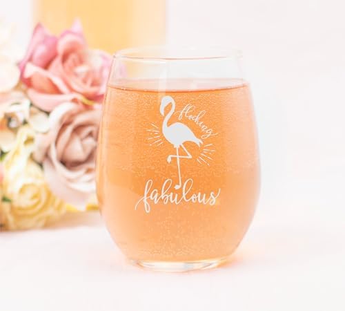 C M Flocking Fabulous Flamingo Stemless Wine Glass Gift for Women