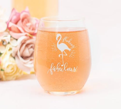 C M Flocking Fabulous Flamingo Stemless Wine Glass Gift for Women