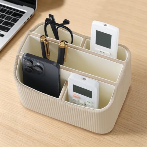 360° Rotating TV Remote Control Holder Desk Remote Organizer Beige