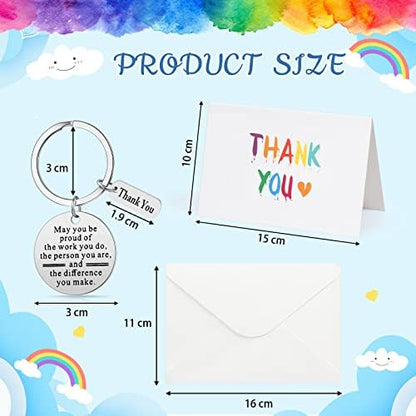 Yinkin 16 Pcs Employee Appreciation Gift Thank You Keychain, Silver