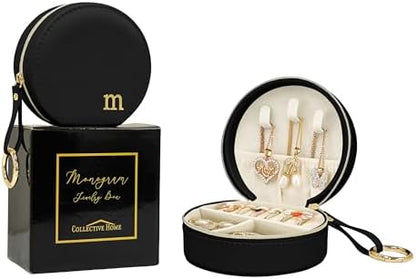 COLLECTIVE HOME Monogram Jewelry Box for Travel - 4.5 Inch Spacious