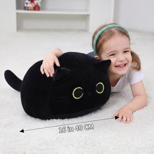 WeBingo Black Cat Plush Toy 16'', Giant Cat Stuffed Animal Plushies