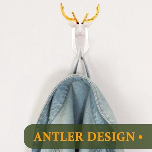 White ABS Antler Coat Hook Wall Hanger for Towels Scarves Bathroom