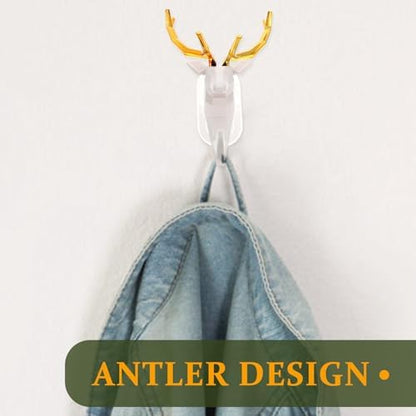 White ABS Antler Coat Hook Wall Hanger for Towels Scarves Bathroom
