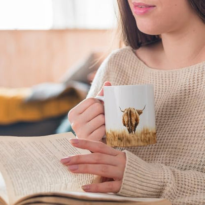 Western Highland Cow Mug, Farmhouse Rustic Western Cows Coffee Cups