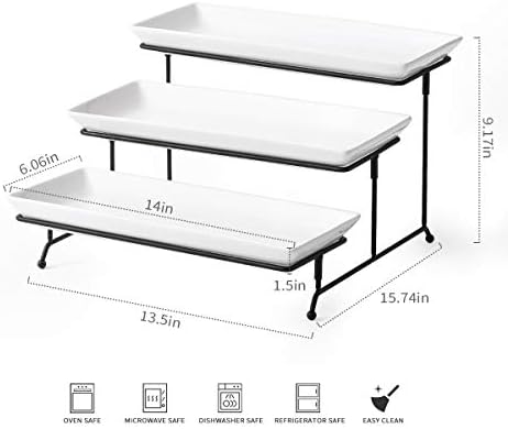 YHOSSEUN 3 Tier Serving Stand Tiered Tray Stand with 3 Porcelain