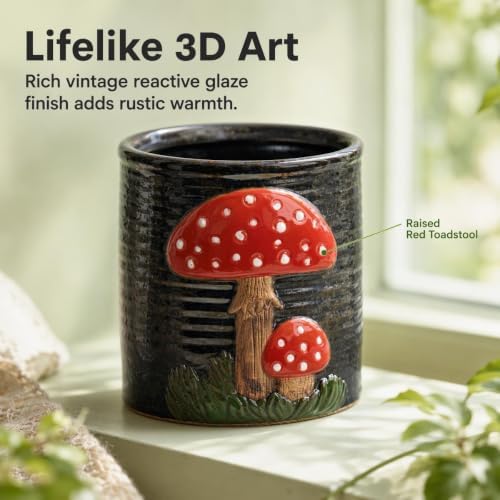 dgudgu Mushroom Kitchen Utensil Holder For Countertop Ceramic Utensil