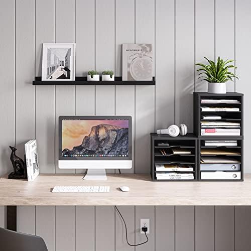 Ballucci 5-Tier File Organizer for Desk, Wooden Mail Sorter, Office