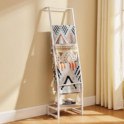 DGWJSU Blanket Ladder, 5 Tier Ladder Shelf,Wooden Blanket Ladders for