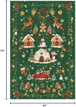 Christmas 2x3 Entryway Area Rug - Non Slip Washable Winter Green