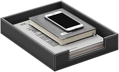 Leather Letter Tray, THIPOTEN Elegant Desk Organizer for Office