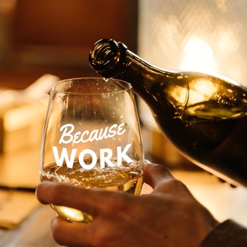 CNVOILA Because Work Funny Wine Glass with Socks - White Elephant