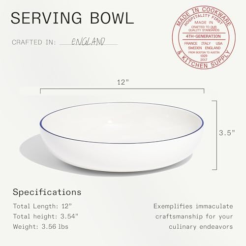 Made In Cookware - Serving Bowl - White With Navy Rim - Porcelain