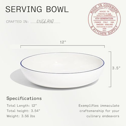 Made In Cookware - Serving Bowl - White With Navy Rim - Porcelain