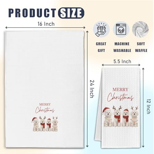 Christmas Bichon Frise Kitchen Towels, Bichon Frise Dog Lover Gifts