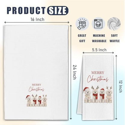 Christmas Bichon Frise Kitchen Towels, Bichon Frise Dog Lover Gifts
