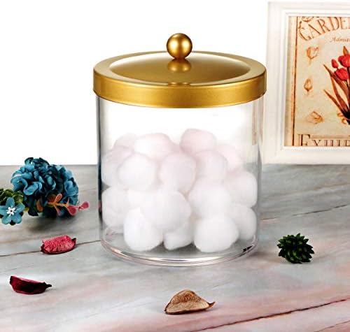SheeChung 50 Oz Large Plastic Clear Apothecary Jar with Gold