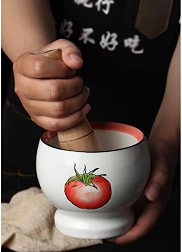 Mortar and Pestle Set Porcelain Mortar and Pestle Set, Decorated with