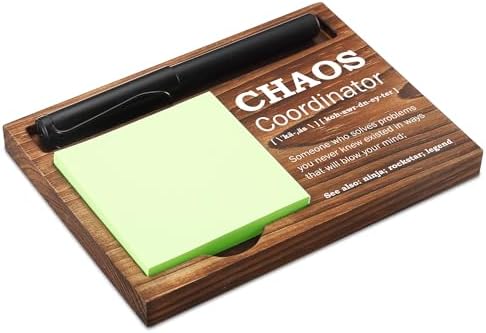 Chaos Coordinator Sticky Note Holder Wooden Notepad & Pen Holder