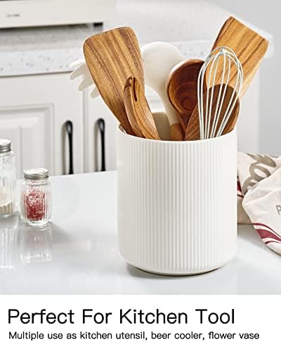 getstar Large Kitchen Utensil Holder, 7.2" Vintage Ceramic Utensils