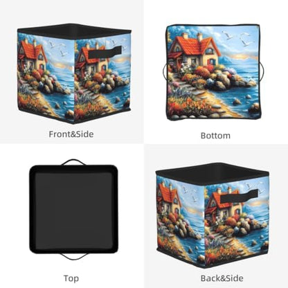 Fabric Storage Bins Closet Storage Bins - Seaside Cottage Sea Cabin 2