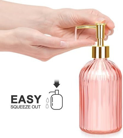 Haturi Bathroom Accessories Set, 4 Pcs Pink Glass Bathroom Accessories