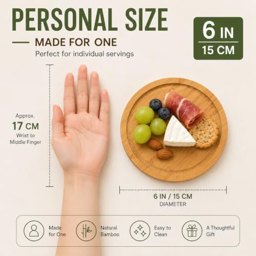 Storage-ready Bamboo Cheese Board Set, 6-Inch Mini Personal