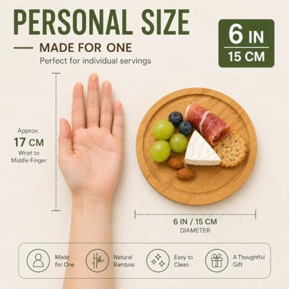 Storage-ready Bamboo Cheese Board Set, 6-Inch Mini Personal