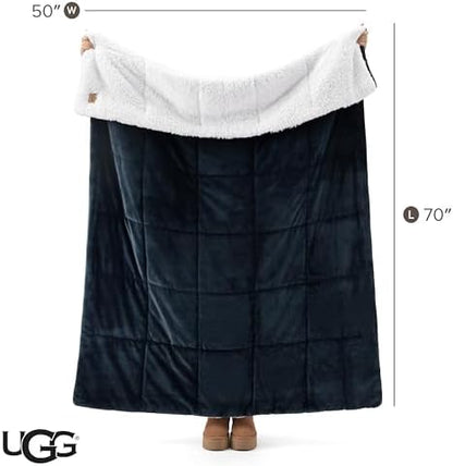 UGG Nita Throw Blanket, Reversible Plush Fleece, 50" x 70", Navy Blue