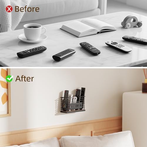 Remote Control Holder, 5-Slot TV Remote Holder Wall Mount, Universal