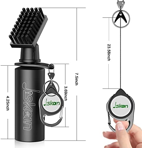 Jiskan Pro Golf Club Brush Cleaner with Retainer Clip and Squeeze