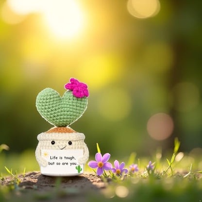 Get Well Gifts for Women, Handmade Crochet Cactus Plant