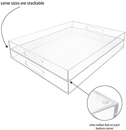 Isaac Jacobs Clear Acrylic Serving Tray (16x20) with Cutout Handles