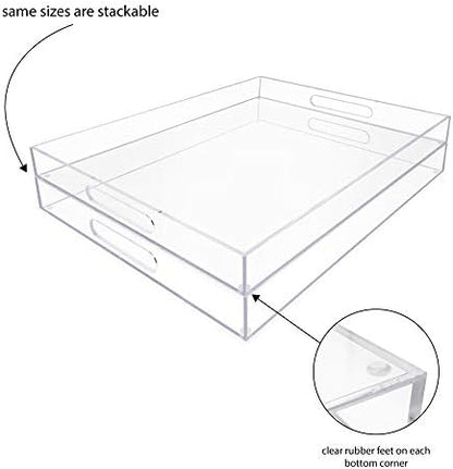 Isaac Jacobs Clear Acrylic Serving Tray (16x20) with Cutout Handles