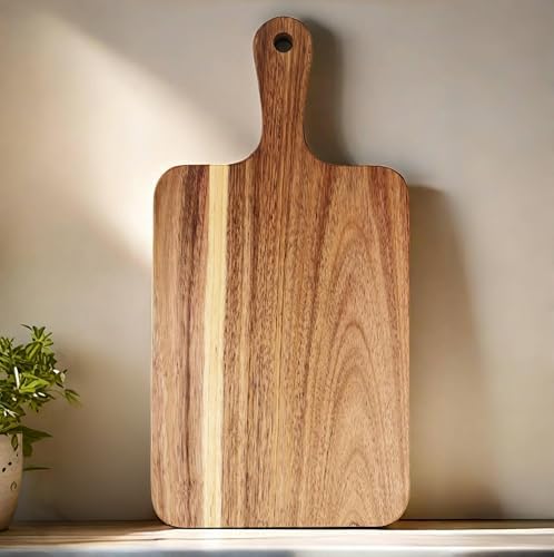 ZeQi Acacia Wood Cutting Board with Handle 13.7''X7'', Charcuterie