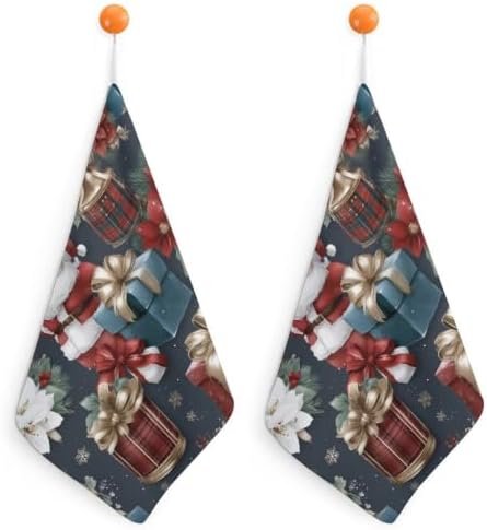 Christmas Santa Gift Hand Towels 11.8X11.8In