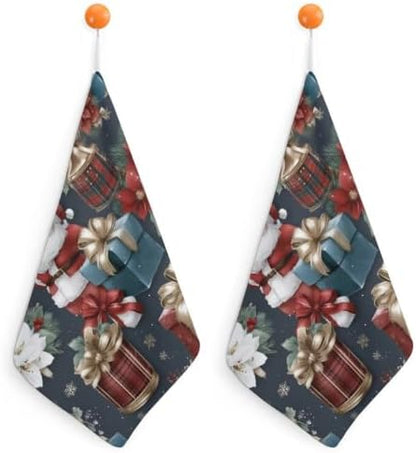 Christmas Santa Gift Hand Towels 11.8X11.8In