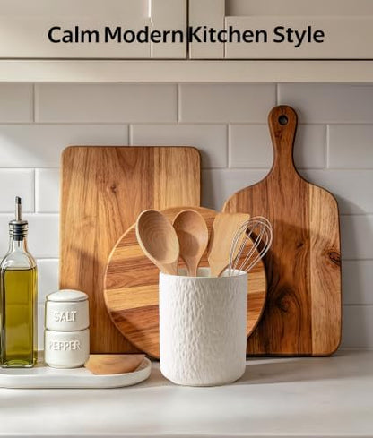 Kitchen Utensil Holder for Countertop, Ceramic Utensil Crock with