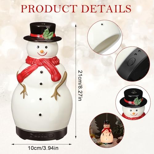 Rossesay Christmas Essential Oil Diffuser, 120ml Ceramic Snowman