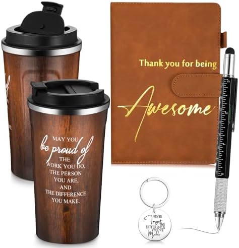 4 Pcs Thank You Gift Set for Men Women 17 oz Tumbler with Lid