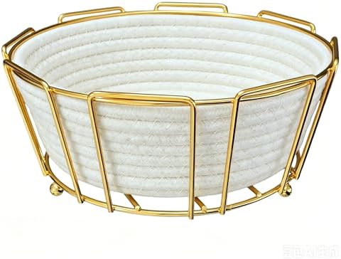 Gold Metal Woven Round Blanket Basket, Decorative Shelf Storage