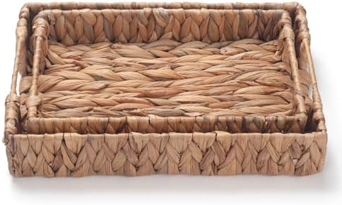 Water Hyacinth Rectangular Serving Tray for Coffee Table Natural